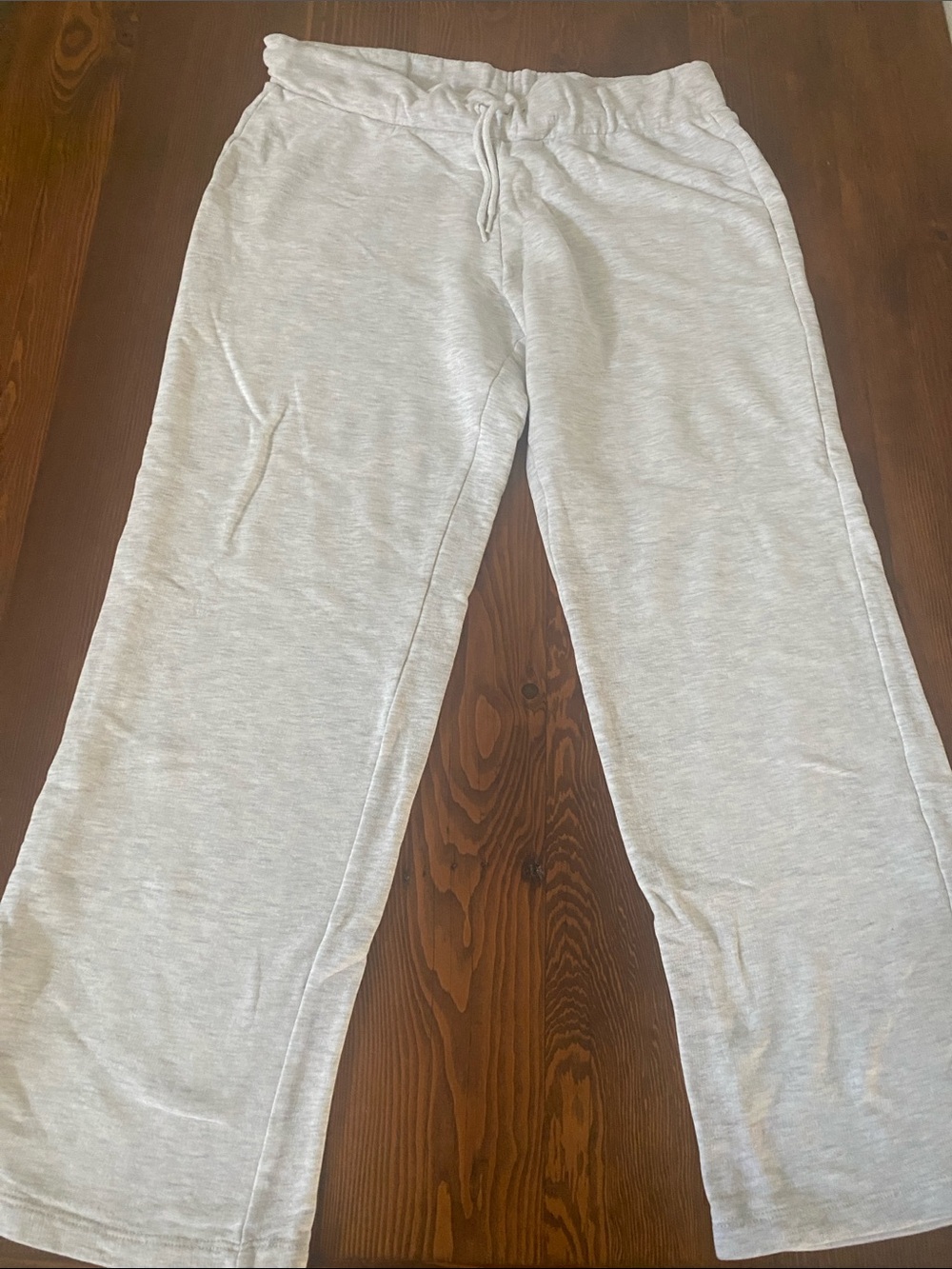 H&M Light Heather Gray Straight Track Pants with Drawstring